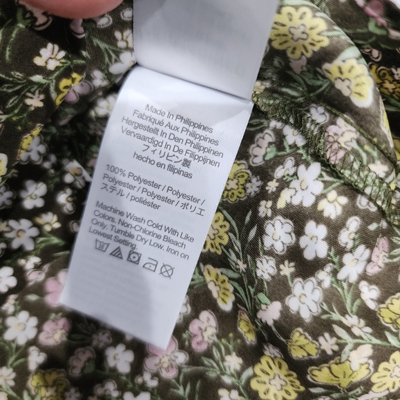 J. Crew XS Ruffle Featherweight Satin Scoopneck Top Floral Stripe - Picture 8 of 10